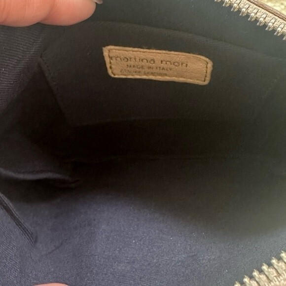 Martina Mori Tan Genuine Leather Floral Embellishment Wristlet Girly Feminine - Picture 4 of 5